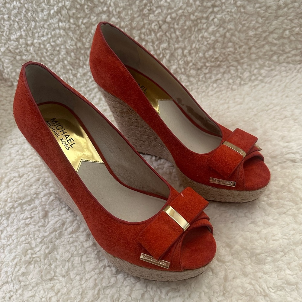 Michael Kors orange espadrilles with bow